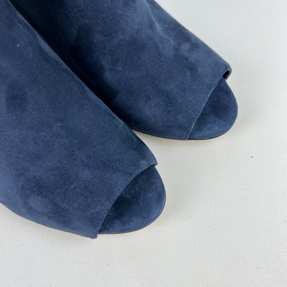 Marc Fisher Womens Serenity Peep Toe Booties Blue Suede Zip Detail size 10W Wide - Picture 9 of 16